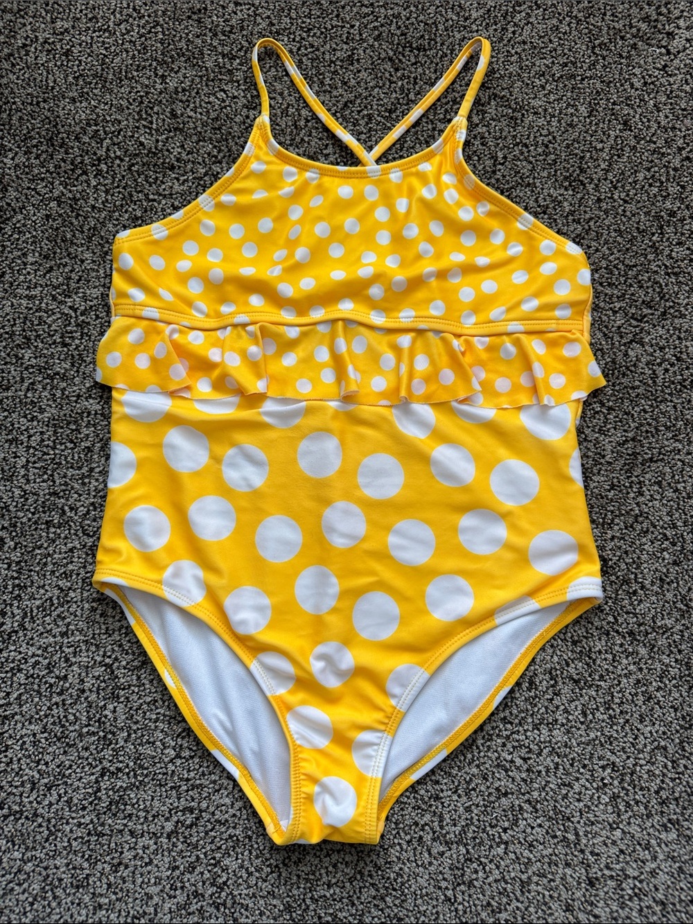 wonder nation Yellow and White Polka Dot One-Piece Swimsuit